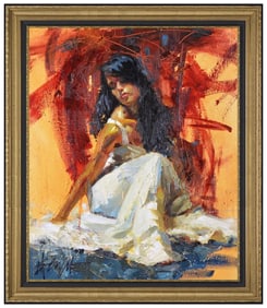 Henry Asencio Large Female Portrait Painting On Board