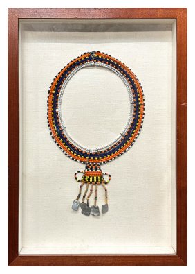 Native American Or Hispanic Culture Beaded Necklace Wood Metal