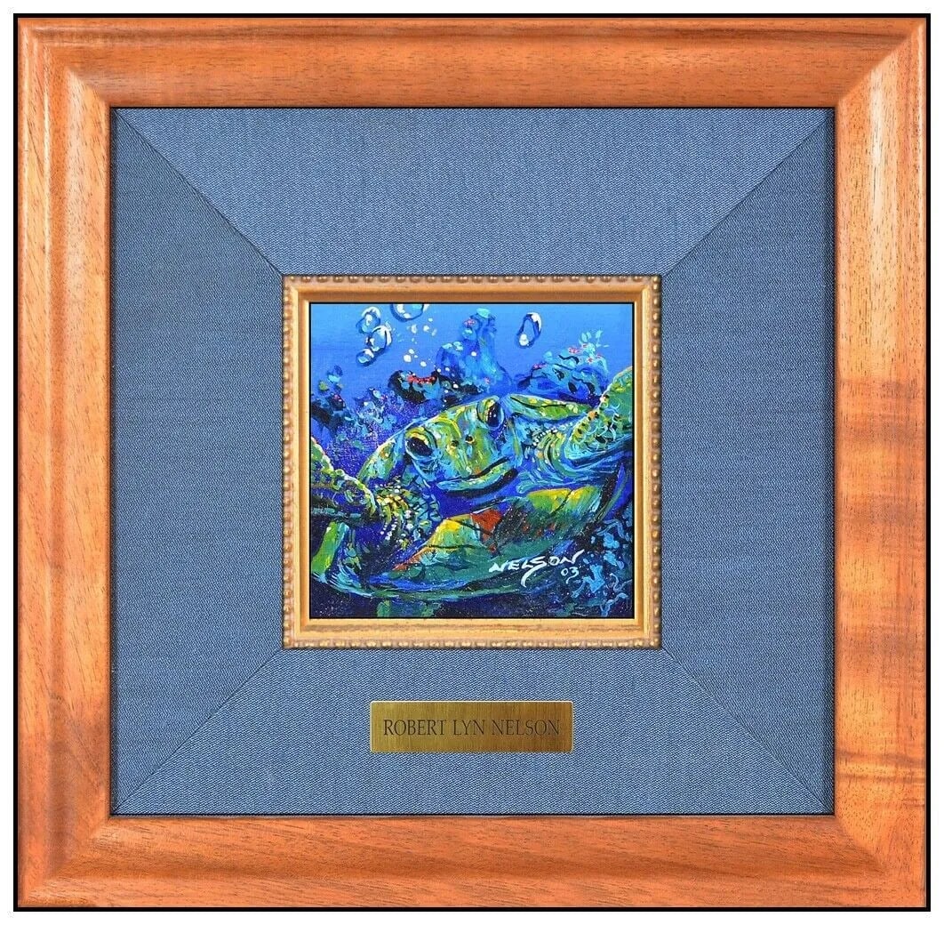 Robert Lyn Nelson Original Painting On Canvas Turtle Sealife Signed Framed Art (1 of 5)