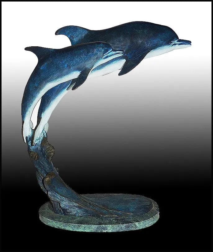 Laran Ghiglieri Bronze Sculpture Authentic Signed Original Dolphin Statue Art (1 of 2)