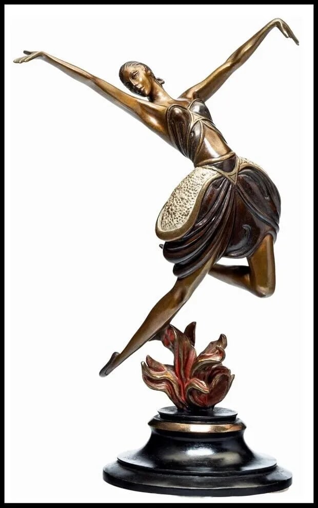 Erte Signed Original Bronze Sculpture La Danseuse Romain De Tirtoff Lady Art Oil (1 of 3)