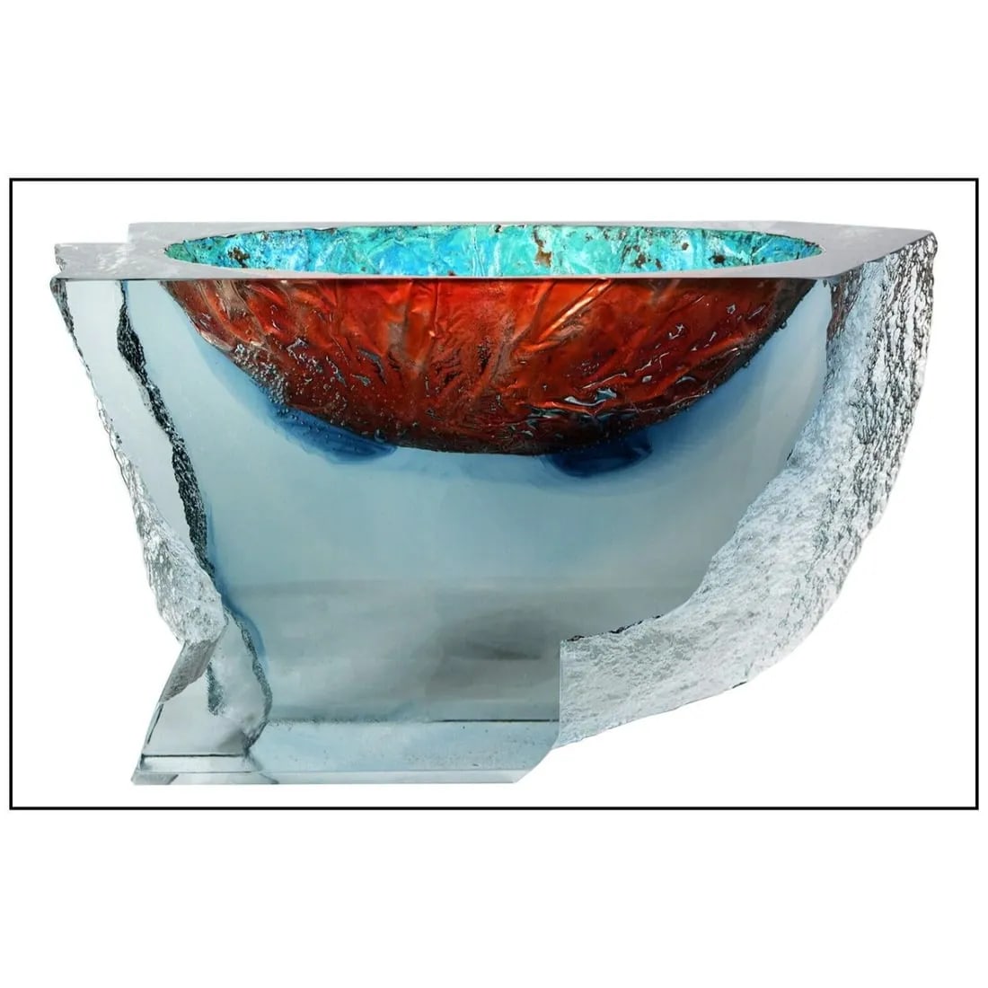 John Conrad Lewis Original Glass Patinated Copper Bowl Sculpture Modern Signed (1 of 4)