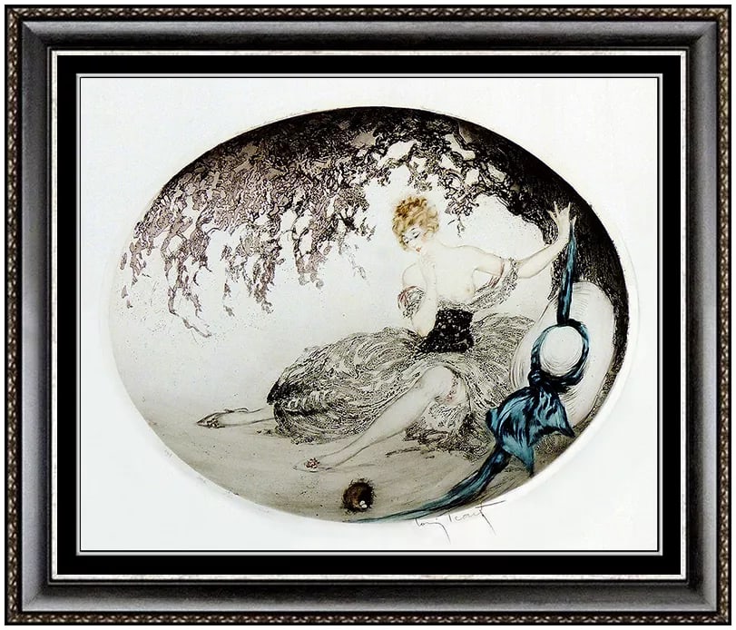 Louis Icart Original Color Etching Hand Signed Art Deco Authentic Fallen Nest (1 of 6)