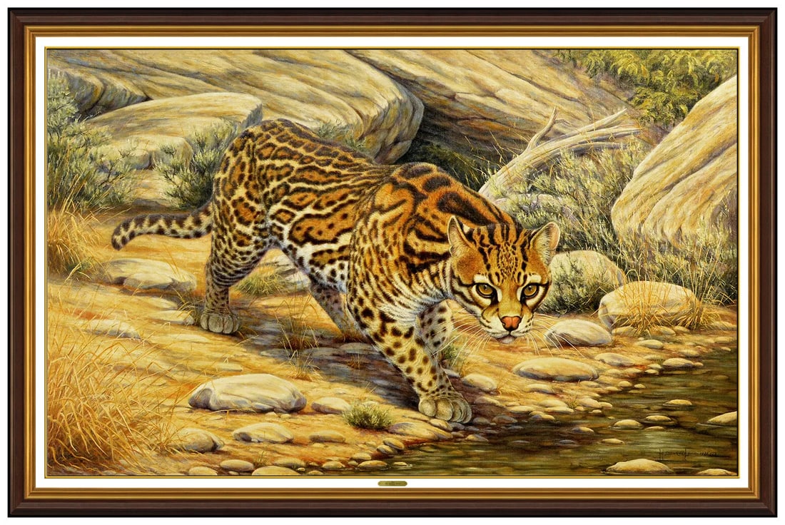 Kim Brooks Original Oil Painting On Canvas Wildlife Cat Signed Framed Artwork (1 of 6)