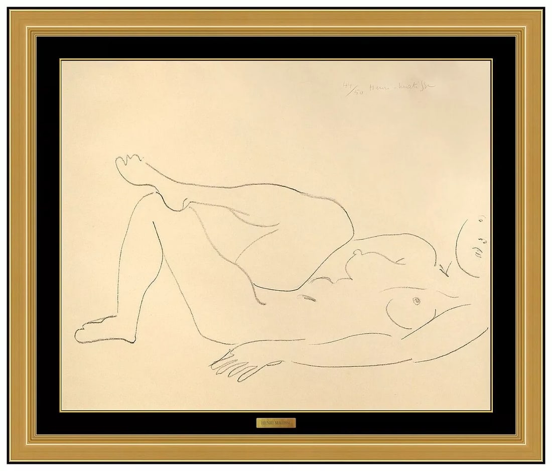 Henri Matisse Original Nu Couche Au Visage Incomplet Lithograph Sigend Framed (1 of 5)