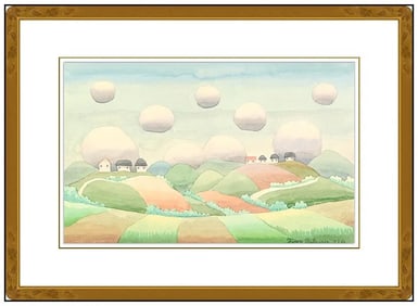 Ivan Rabuzin Original Watercolor Painting Modern Abstract Signed Framed Artwork