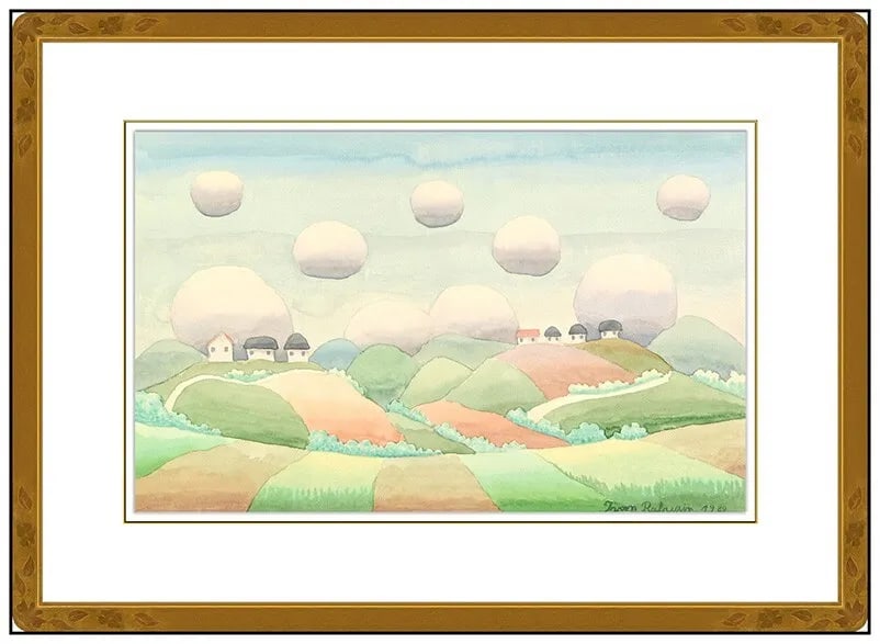 Ivan Rabuzin Original Watercolor Painting Modern Abstract Signed Framed Artwork (1 of 4)