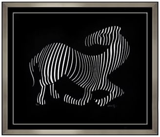 Victor Vasarely Original Cast Relief Sculpture Zebra Large Signed Animal Artwork