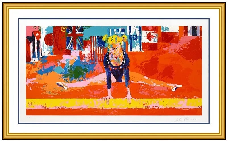 Leroy Neiman Large Olympic Gymnast Color Serigraph Hand Signed Sports Art Framed (1 of 6)
