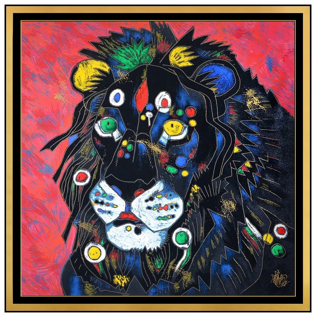 Jiang Tie Feng Embellished Color Serigraph On Canvas Signed King Framed Artwork (1 of 6)