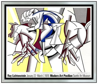 Roy Lichtenstein Hand Signed The Red Horseman Screenprint Framed Modern Artwork