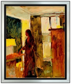 Reed Farrington Original Oil Painting On Board Female Portrait Signed Framed Art