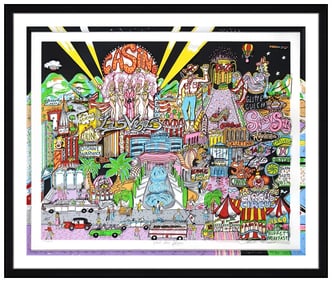 Charles Fazzino Large Original Viva Las Vegas 3D Silkscreen Signed Framed Art