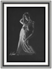 Bill Mack Original Pastel Painting Signed Figurative Female Portrait Framed Art