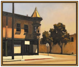 Suong Yangchareon Large Original Painting On Canvas Signed Cityscape Framed Art