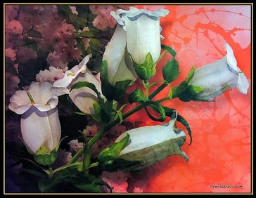 Yankel Ginzburg Mixed Media Painting On Canvas Original Signed Floral Artwork