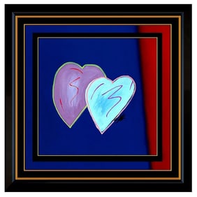 Steve Kaufman Original Oil Painting On Canvas Heart Signed Art Authentic Love