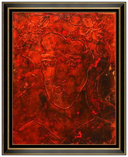 Richard Jolley Original Oil Lacquer Painting On Board Portrait Signed Artwork: This lot includes:Gallery COA & free domestic shipping (*insurance and international shipping for an additional charge)Artist: Richard Jolley Title: Seeing Red Medium: Original Oil Lacquer Painting on