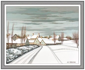 Luciana Parisini Original Winter Landscape Painting On Canvas Signed Framed Art