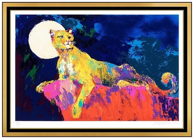 Leroy Neiman Cougar Large Color Original Serigraph Hand Signed Big Cat Artwork