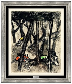 Marc Chagall Hand Colored Etching Les Loups Brebis Fables Fontaine Modernism Art