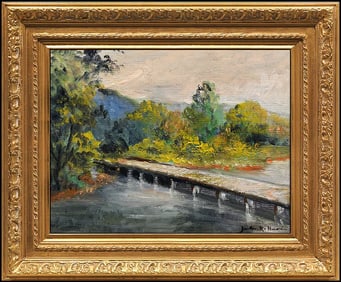 Jules R. Herve Original Oil Painting On Board Landscape Signed Framed Artwork