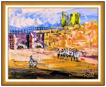 Morris Katz Original Oil Painting On Board Jerusalem Wailing Wall Signed Artwork