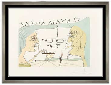 Salvador Dali Original Color Engraving Hand Signed Le Telegraphe Da Vinci Art