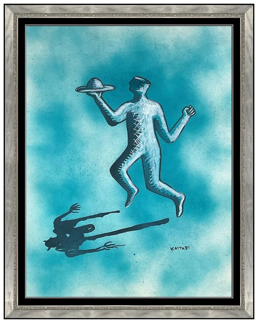 Mark Kostabi Faceless Figure Original Acrylic Painting Signed Modern Pop Artwork (1 of 4)