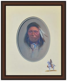 W Steve Seltzer Original Painting Western Native American Portrait Signed Art