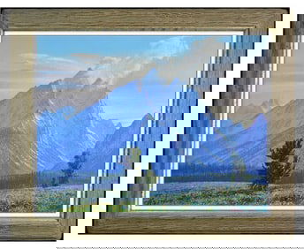 Curt Walters Original Oil Painting On Canvas Signed Mountain Landscape Artwork