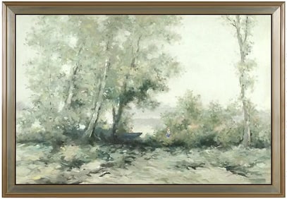 Andre Gisson Original Painting Oil On Canvas Signed Large Water Landscape Art