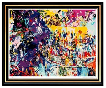 Leroy Neiman Original Color Serigraph Toots Shor Bar Scene Hand Signed Large Art