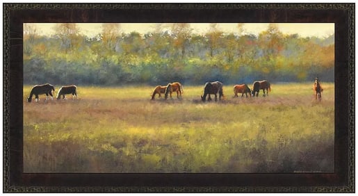 Mark Kelvin Horton Original Oil Painting On Canvas Signed Landscape Horse Framed