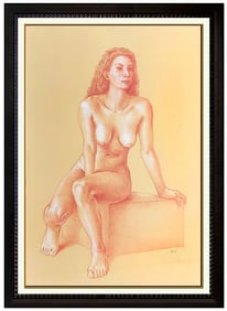 Michael Bergt Original Gouache Painting Nude Female Portrait Signed Artwork Rare