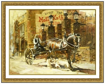 Richard D Thomas Original Oil Painting On Board Signed Western Horse Framed Art