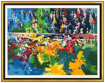Leroy Neiman Ascot Finish Large Color Serigraph Horse Racing Hand Signed Artwork