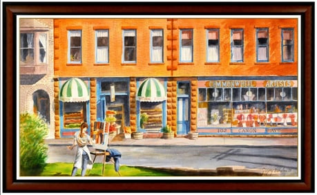 Gregory Wilhelmi Large Original Watercolor Painting Signed Cityscape Framed Art