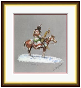 Olaf Wieghorst Snow Rider Western Lithograph Native American Portrait Signed Art
