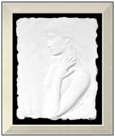Bill Mack Repose Bonded Sand Figurative Woman Relief Sculpture Signed Artwork