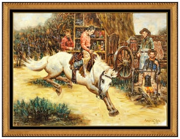 Wendell Hall Original Horse Western Oil Painting On Canvas Signed Framed Artwork
