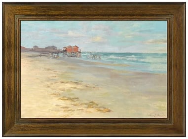 Nicola D'Ascenzo Original Oil Painting On Board Signed Beach Water Framed Art