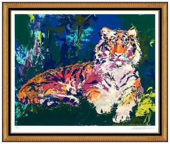 Leroy Neiman Caspian Tiger Large Color Original Serigraph Hand Signed Framed Art