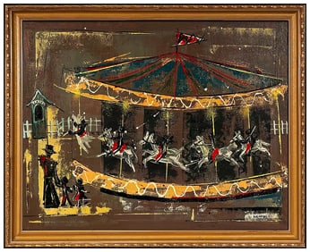 Edward Kienholz Original Oil Painting On Board Signed Large Carousel Horse Art