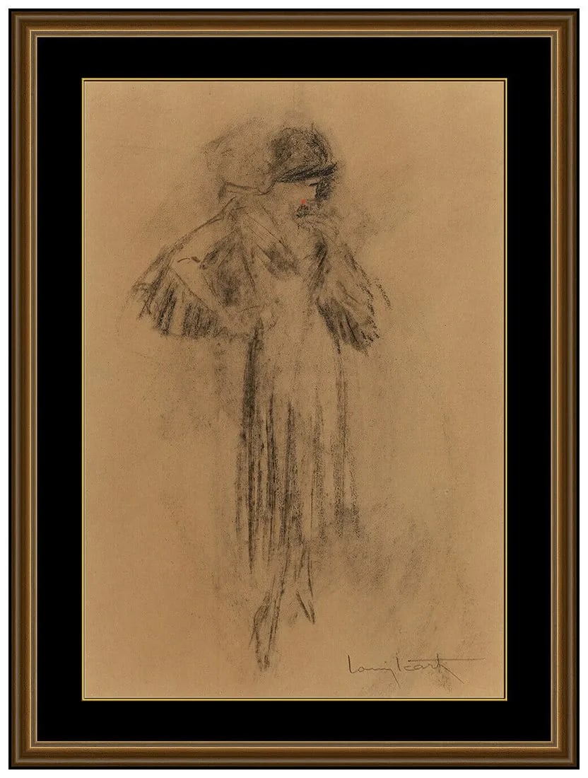 Louis Icart Original Pastel Painting Signed Female Figurative Framed Art Deco (1 of 4)