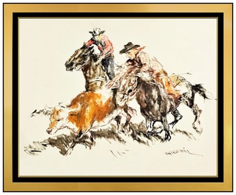 Pal Fried Large Original Oil Painting On Canvas Signed Western Cowboy Framed Art