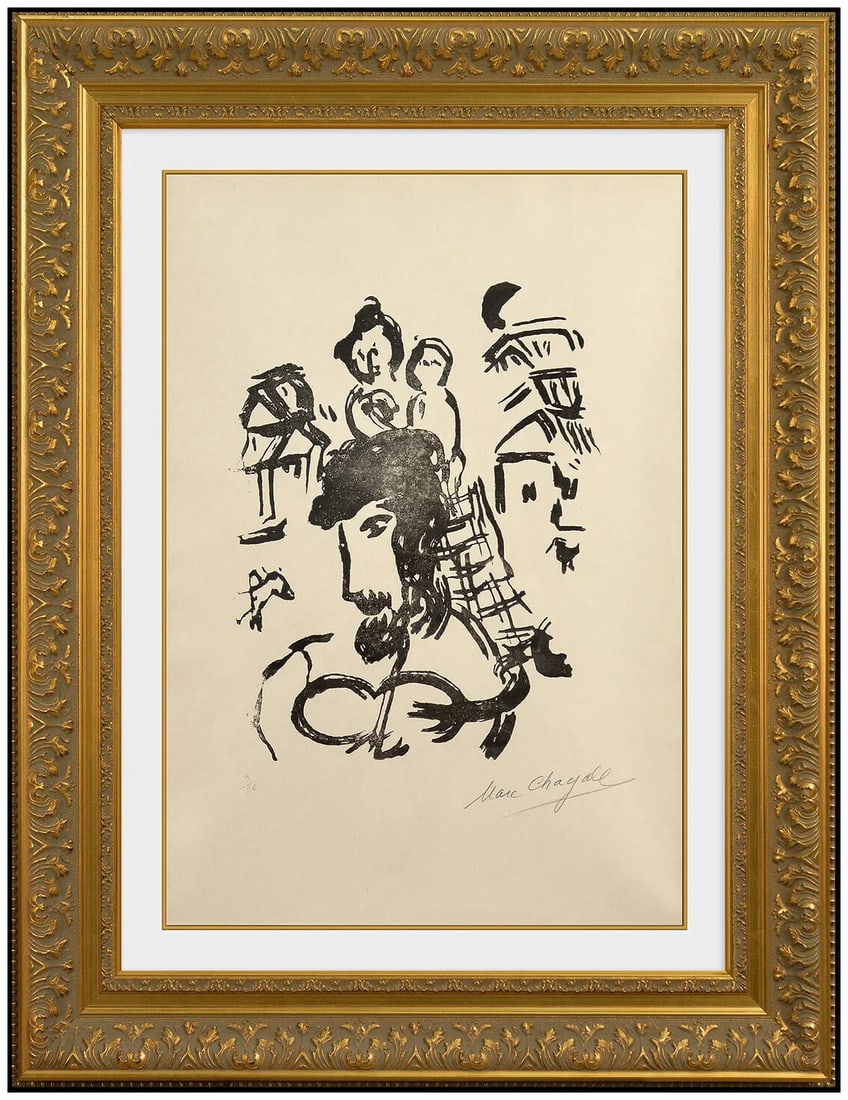 Marc Chagall Poems Planche 17 Hand Signed Woodcut Hand Signed Portrait Artwork (1 of 5)