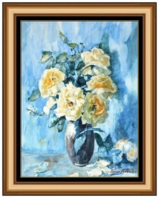Edgar Forkner Original Watercolor Painting Roses Floral Signed Framed Art