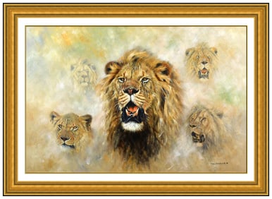 Eric Forlee Large Original Oil Painting On Canvas Wildlife Lion Animal Signed