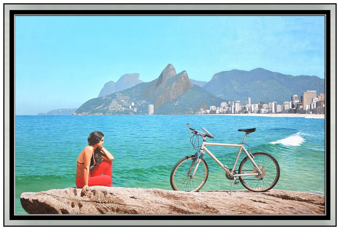 Renato Meziat Large Original Painting On Canvas Signed Landscape Framed Artwork (1 of 6)